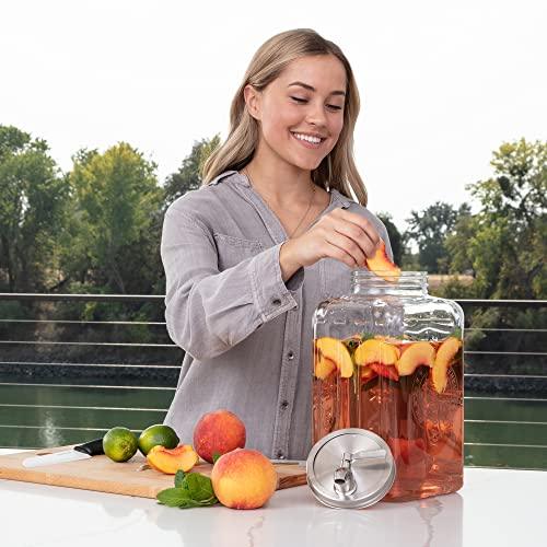 Finedine Glass Drink Dispenser For Fridge - 1 Gallon Water, Laundry  Detergent Or Beverage Dispenser For Bbq, Picnic, Pool Party And Social  Events