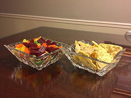 Set of 3 Crystal Appetizer Relish Dish, Two Square Appetizer Snack Bowls And One Serving Tray 3-Piece Serving Platter, Condiment Pots, - Le'raze by G&L Decor Inc