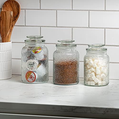 Le'raze Set of 4 Airtight Food Storage Container for Kitchen Counter with  Window, Clear Acrylic Lids & Locking Clamp