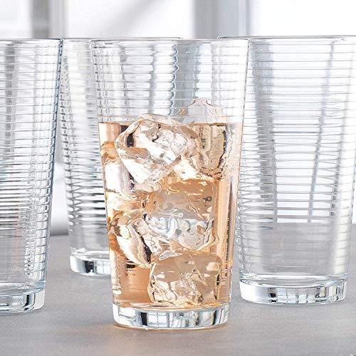 Attractive Highball Glasses, Durable Drinking Glasses [Set Of 10] for Water, Juice, Cocktails, Beer and Wine, Heavy Base Ribbed Glassware Set - 16 Ounce - Le'raze by G&L Decor Inc