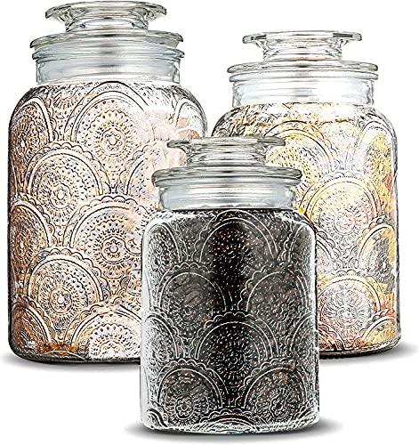 Airtight Glass Cookie and Candy Jars With Lids, Glass Jars For Food  Storage, Set Of 2 (0.5 Gallon)