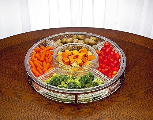 rystal Lazy Susan, Beautiful Revolving Appetizer Display, Serving, Chip and Dip Set, Party - Le'raze by G&L Decor Inc