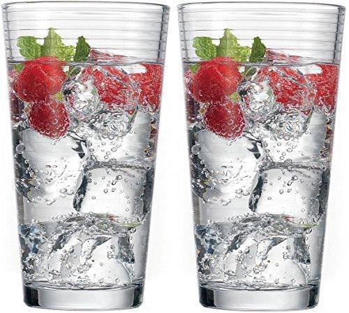 Le'raze Collins Everyday Drinking Glasses Set of 16 Drinkware Kitchen Glasses for Cocktail, Iced Coffee, Beer, Ice Tea, Wine, Whiskey, Water, 8 Tall