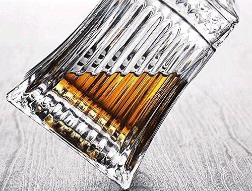 Circleware Elegant Liquor Scotch Brandy Bourbon Wine Whiskey Best Gift Drink Beverage Dispenser Pitcher Carafe with Glass Stopper, 709ml. Clear, Empire Decanter - Le'raze by G&L Decor Inc