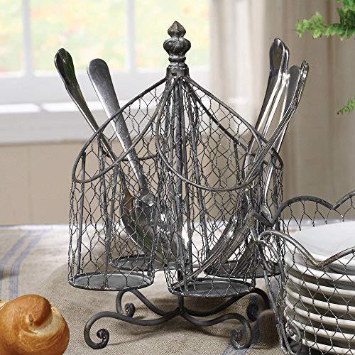 Kitchen Utensil Holder, Cutlery Organizer, Holds Napkins, Forks, Spoons, Spatula, Vintage Silverware Holder for Kitchen Countertop Storage, Centerpiece - Le'raze by G&L Decor Inc