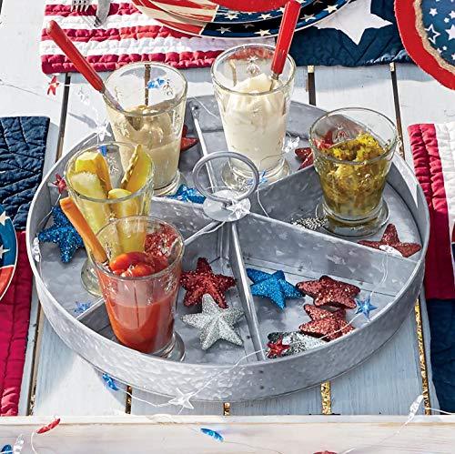 Elegant Serving Platter, Galvanized Lazy Susan 6 Section Serving Dish, Party Centerpiece for Appetizers and Salad Bar - Le'raze by G&L Decor Inc
