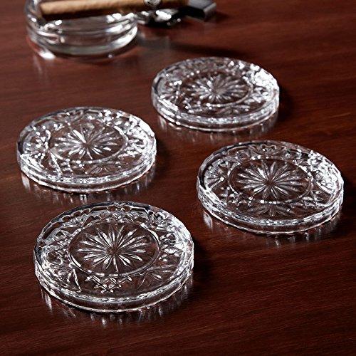 Amazing Drink Crystal Coaster Set (4pc), Sleek Modern Crystal Design. Prevents Furniture Damage, Absorbs Spills and Condensation - Le'raze by G&L Decor Inc