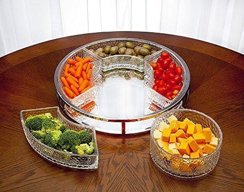 rystal Lazy Susan, Beautiful Revolving Appetizer Display, Serving, Chip and Dip Set, Party - Le'raze by G&L Decor Inc