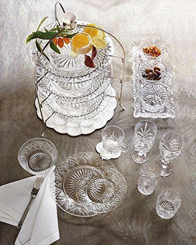 Crystal Cake Stand- Round Etched Plate 16 Diameter Four Faceted