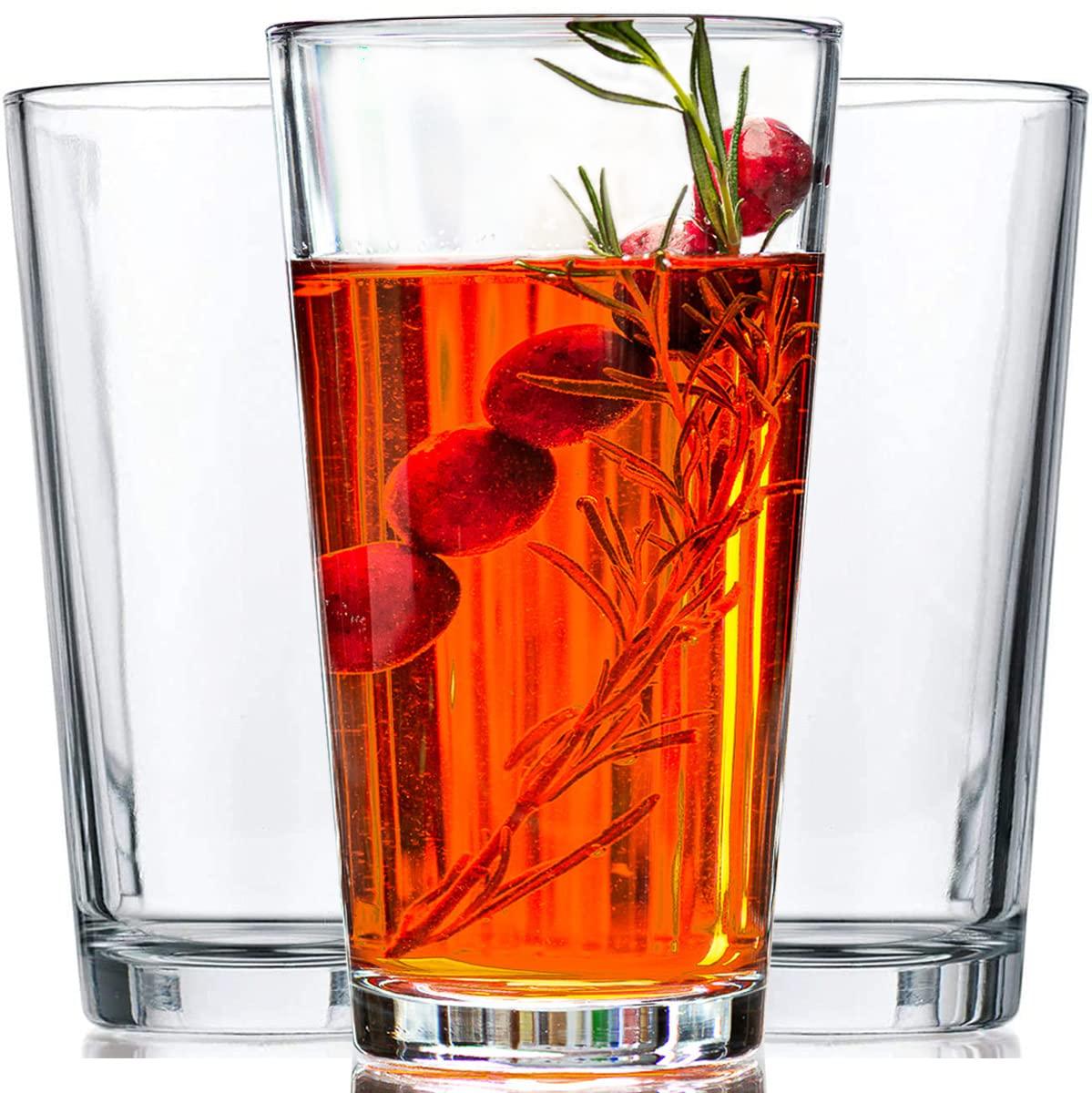 Le'raze Drinking Glasses - Set of 10-16oz. Margarita Glass Cups - Dishwasher Safe Cocktail Clear Heavy Base Tall Beer Glasses, Water Glasses, Bar Glass, Wine, Juice, Iced Tea - Le'raze by G&L Decor Inc