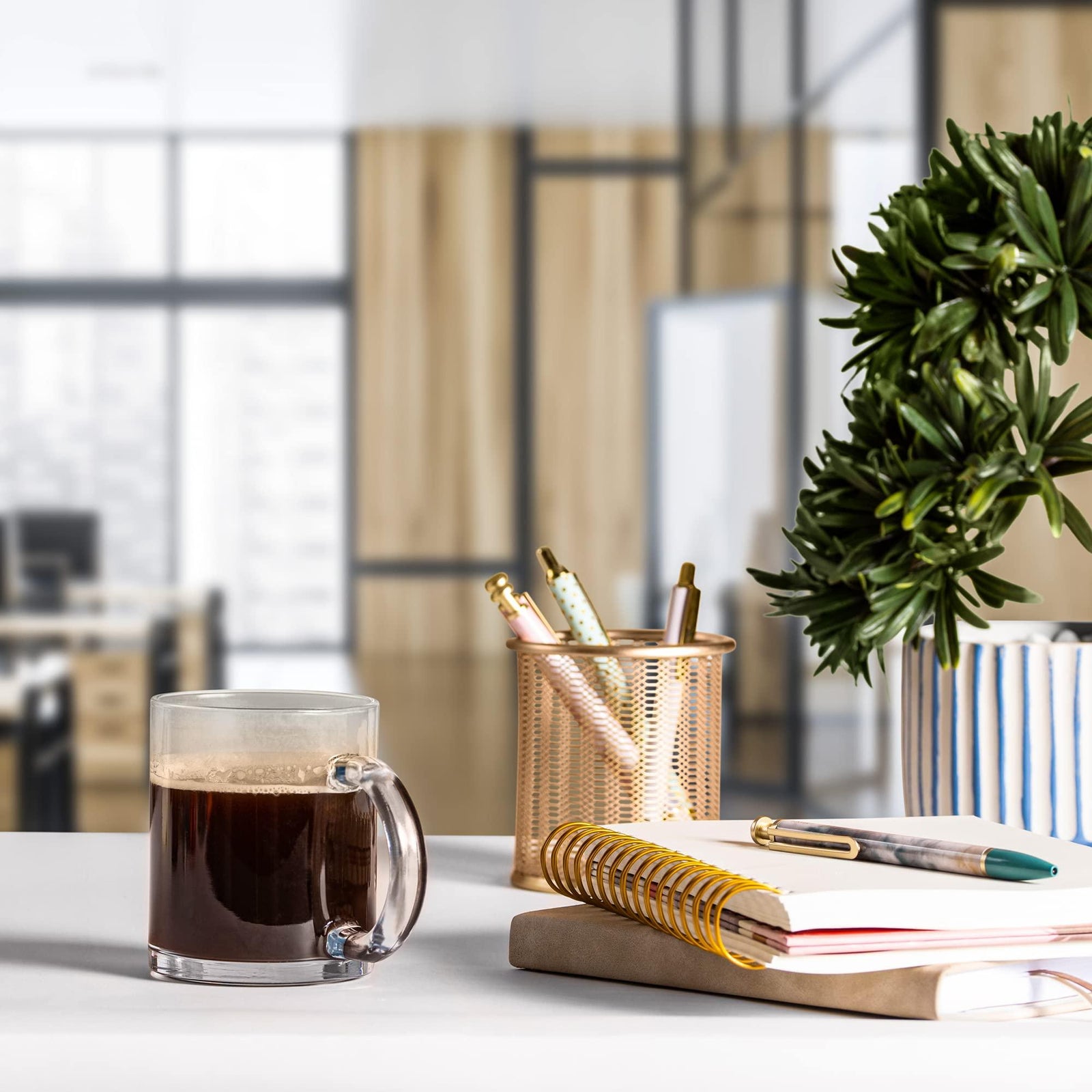 Set of 6 Glass Mugs with Handles, Clear Glass Teacups Infusion Mug, Coffee Cups Perfect for Cappuccino, Latte, Tea, Espresso - Dishwasher Safe - Glass Coffee Mugs for Warm Beverages. - Le'raze by G&L Decor Inc