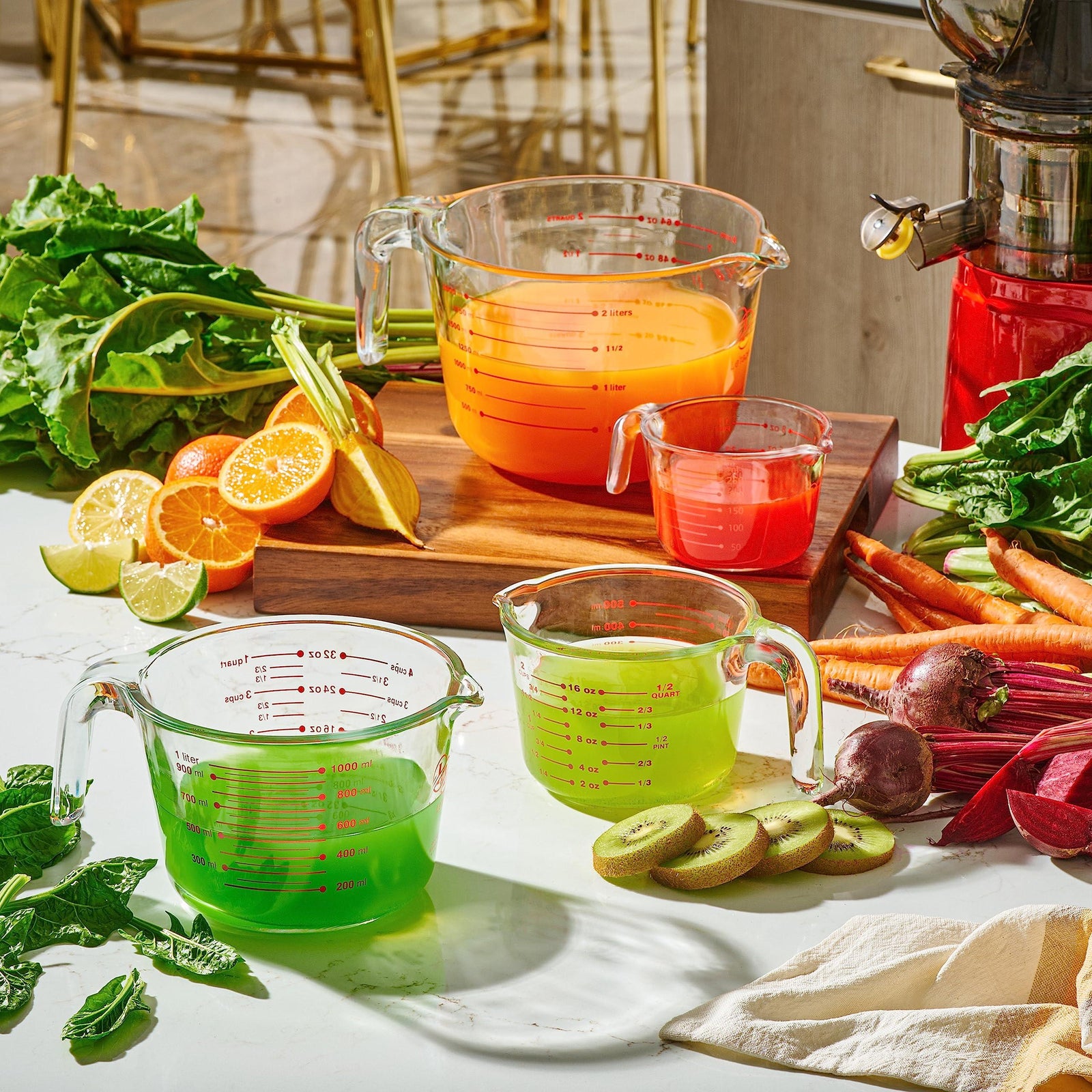 8 Cup Large Glass Measuring Cup - Kitchen Mixing Bowl Liquid Measure Cups Glass Tupperware Bakeware Set, Punch Bowl, Batter Bowl. - Le'raze by G&L Decor Inc